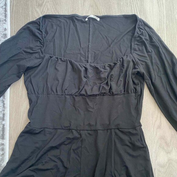 Reformation Jeans Pippa Black Midi Dress Size L Coquette Goth Grunge Stretchy - Picture 5 of 7